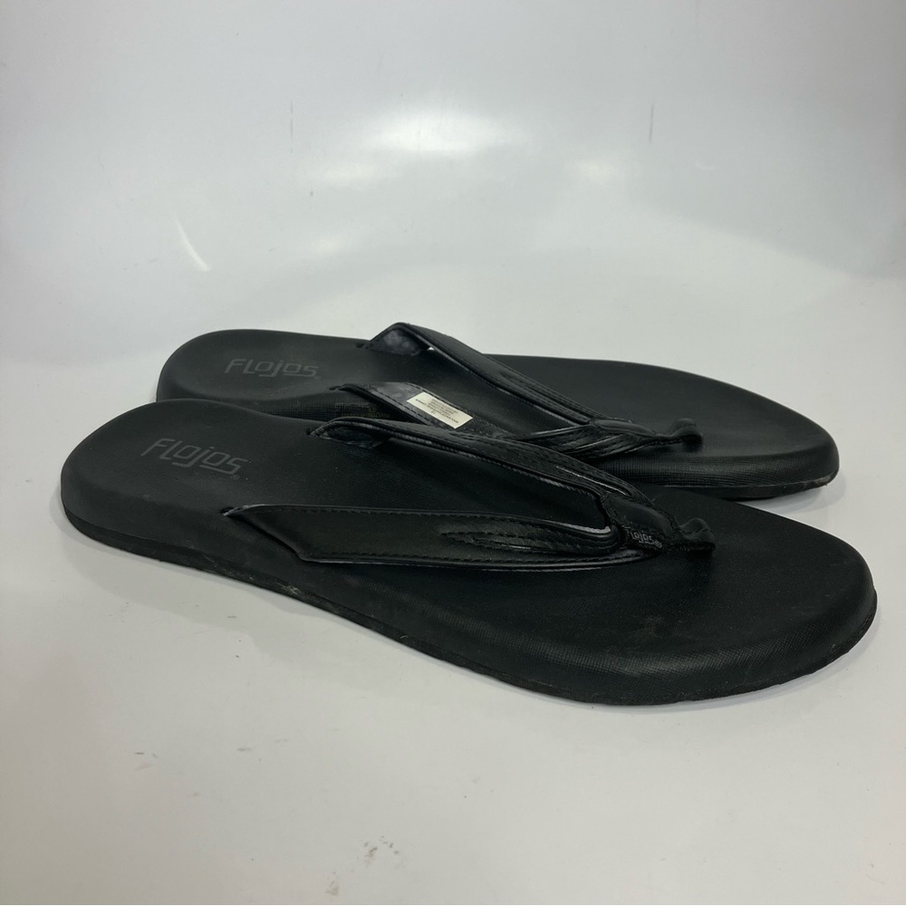 Flojos flip flop‎ sandals thongs black faux leather womens size 10 casual summer
